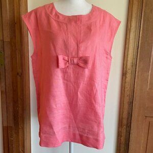 TALBOTS Linen Bow Accent Sleeveless Salmon Pink Top 8